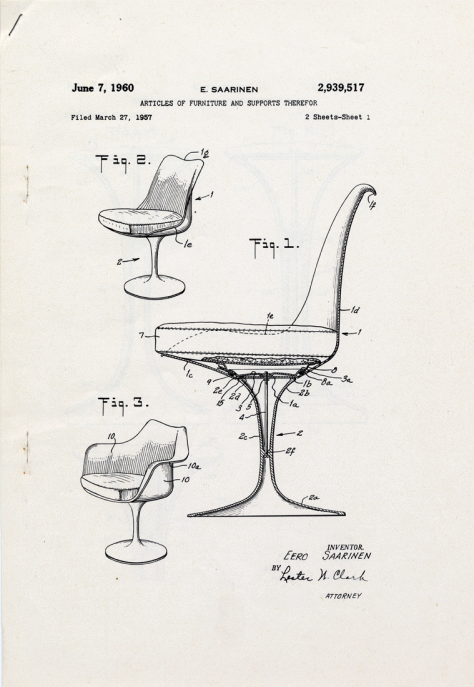 Eero Saarinen, Tulip Chair blueprints, 1957